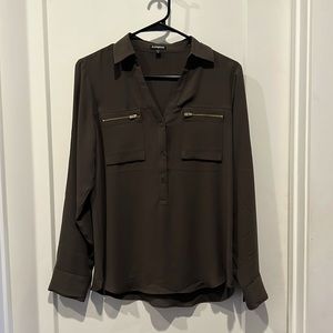 Express Olive Green zipper blouse